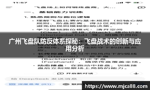 广州飞盘队防反体系探秘：飞盘战术的创新与应用分析