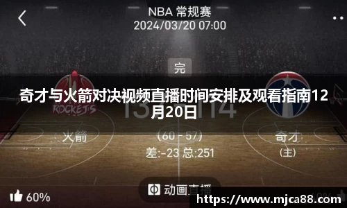 奇才与火箭对决视频直播时间安排及观看指南12月20日