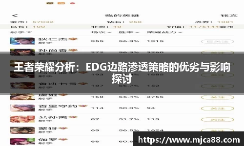 王者荣耀分析：EDG边路渗透策略的优劣与影响探讨